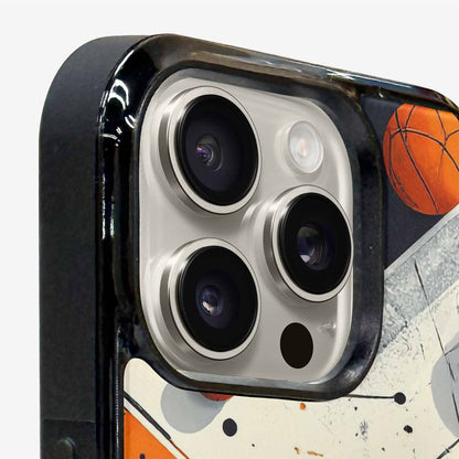 iPhone 16 Pro Case — Basketball Pattern Court Lines And Balls, Custom Printed Phone Case