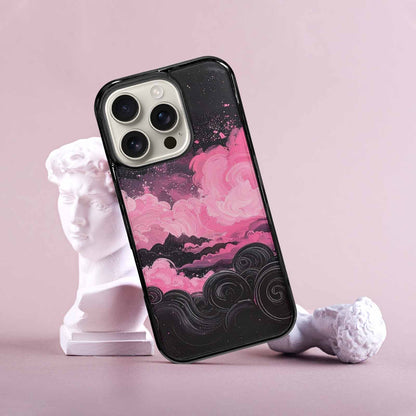 iPhone 16 Pro Case — Van Gogh Swirl Black Pink Ink, Unique Phone Case Design