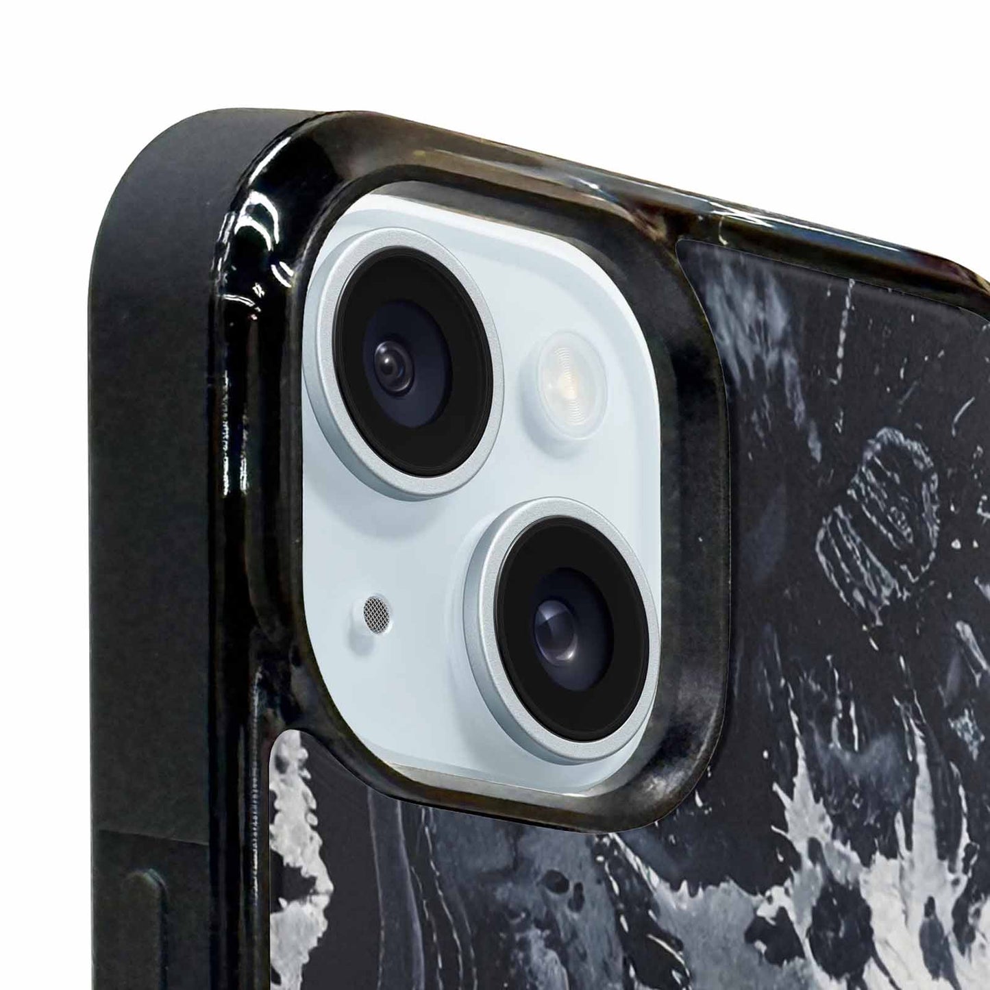 iPhone 15 Plus Case — Black White Animal Print, Custom Art Phone Cover