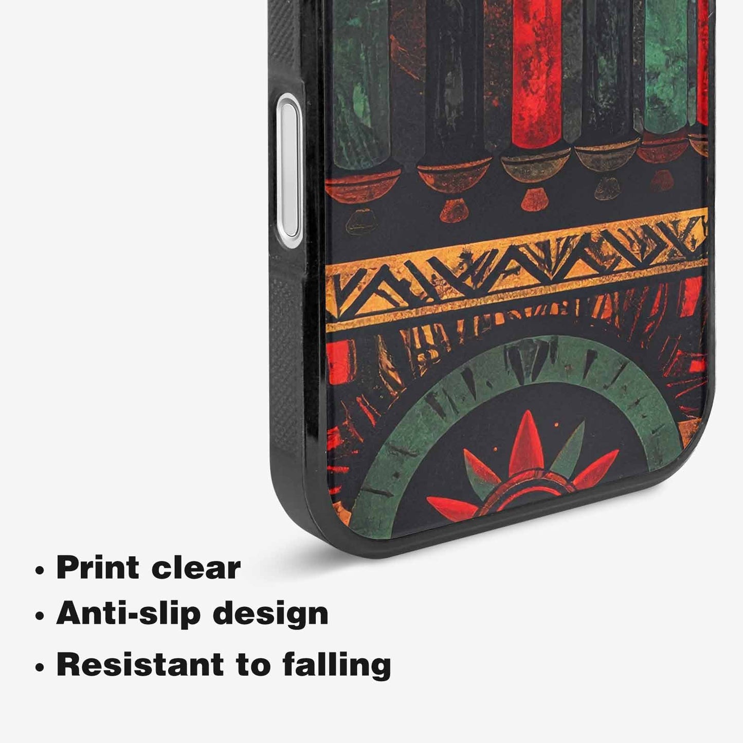 iPhone 16 Case — Kwanzaa Kinara Pattern Seamless Repeat African, Custom Made Phone Cover