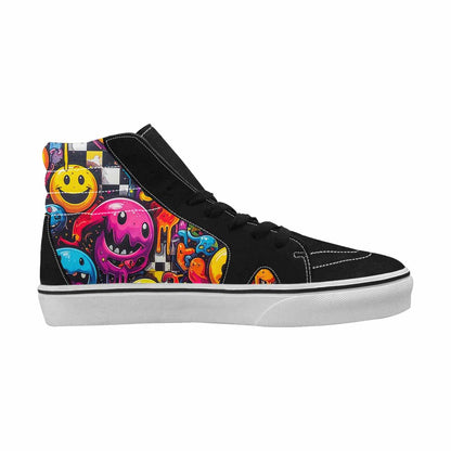WOMEN'S Yellow Smiley Face High Top Canvas Dreamcore Custom Shoes