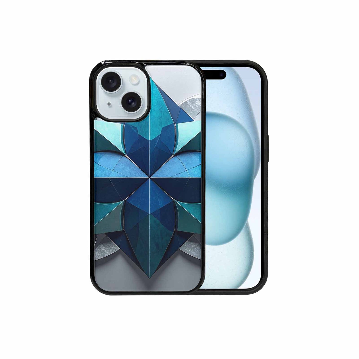 iPhone 15 Case — Geometric Origami Art Pattern, Custom Print Case Cover