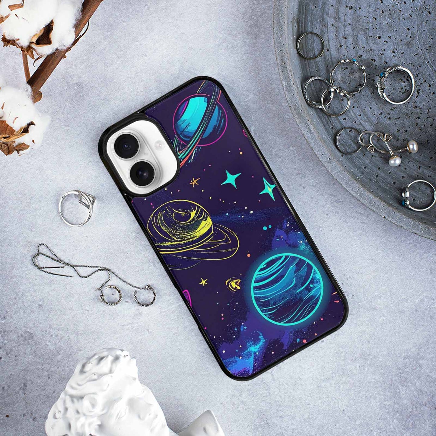 iPhone 16 Plus Case — Space Galaxy Astronaut, Custom Printed Phone Case