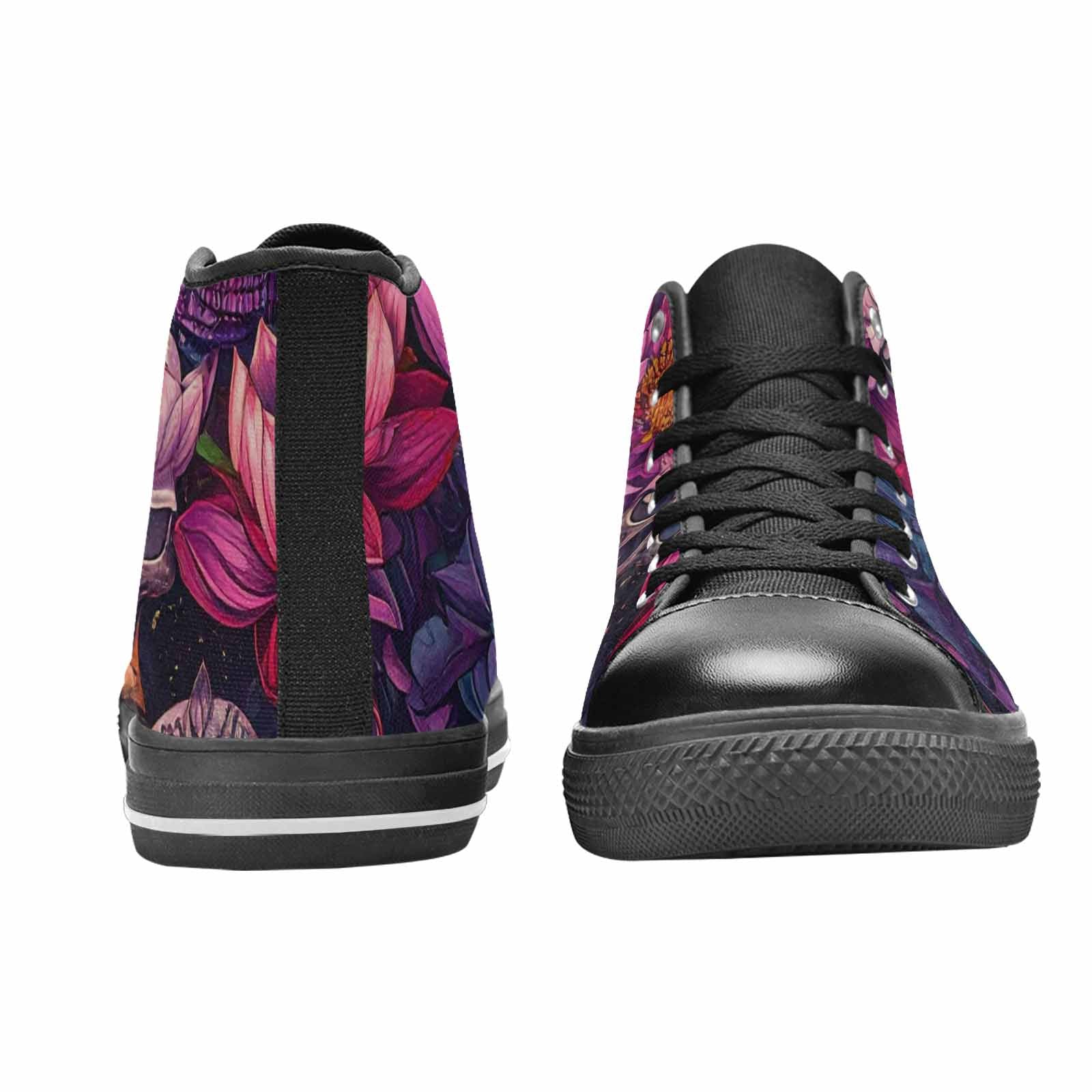 WOMEN'S Lotus Skulls High Top Canvas Cottagecore Sneakers