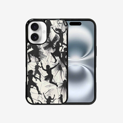 iPhone 16 Case — Bold Dancing Figure Line Art Pattern, Customized Protective Case