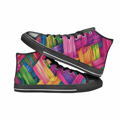 MEN'S Polysexual Flag Color High Top Canvas Wallpaper Art Sneakers