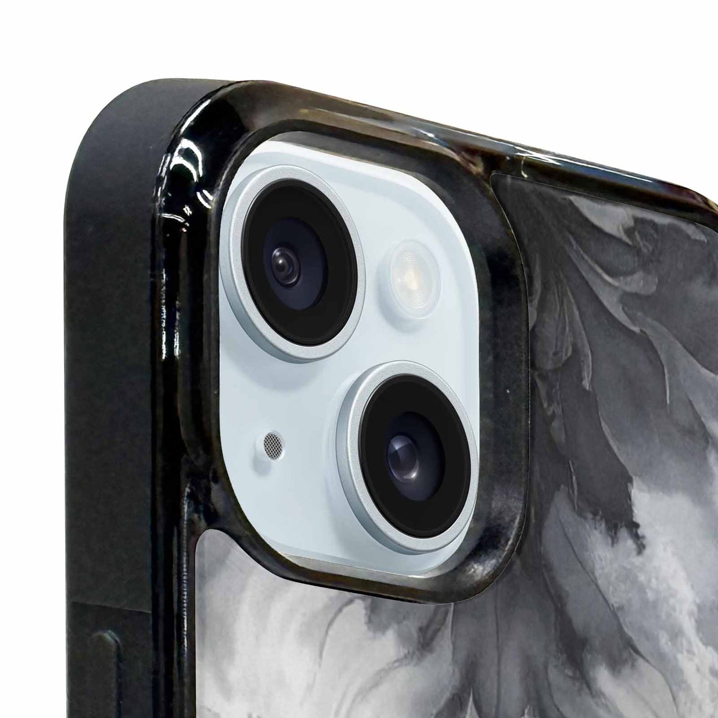 iPhone 15 Plus Case — Tie Dye Black And Gray Blended, Custom Made Phone Cover