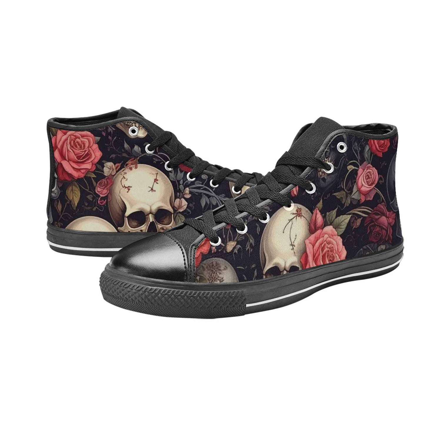MEN'S Skulls - Roses High Top Canvas Dark Academia Custom Sneakers