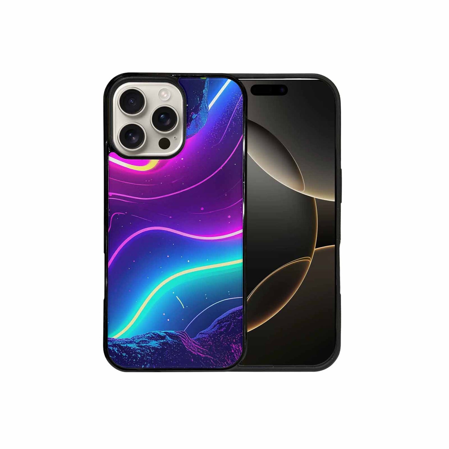 iPhone 16 Pro Max Case — 1980s Neon Cartoon Art Pattern, Custom Art Phone Cover