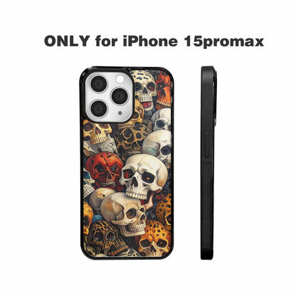 iPhone 15 Pro Max Case — Skulls Pattern Hundreds Of Sma 1q9, Custom Art Phone Cover