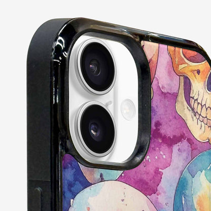 iPhone 16 Case — Kulls Watercolor Skulls Small Skull Pattern, Personalized Phone Case