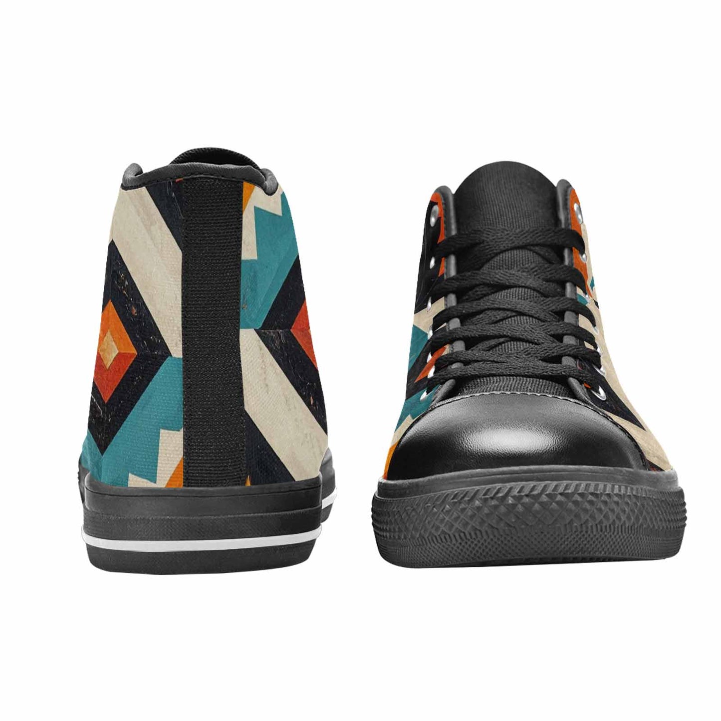 MEN'S Southwestern Geometric Diamond High Top Canvas Neon Fantasy Shoes