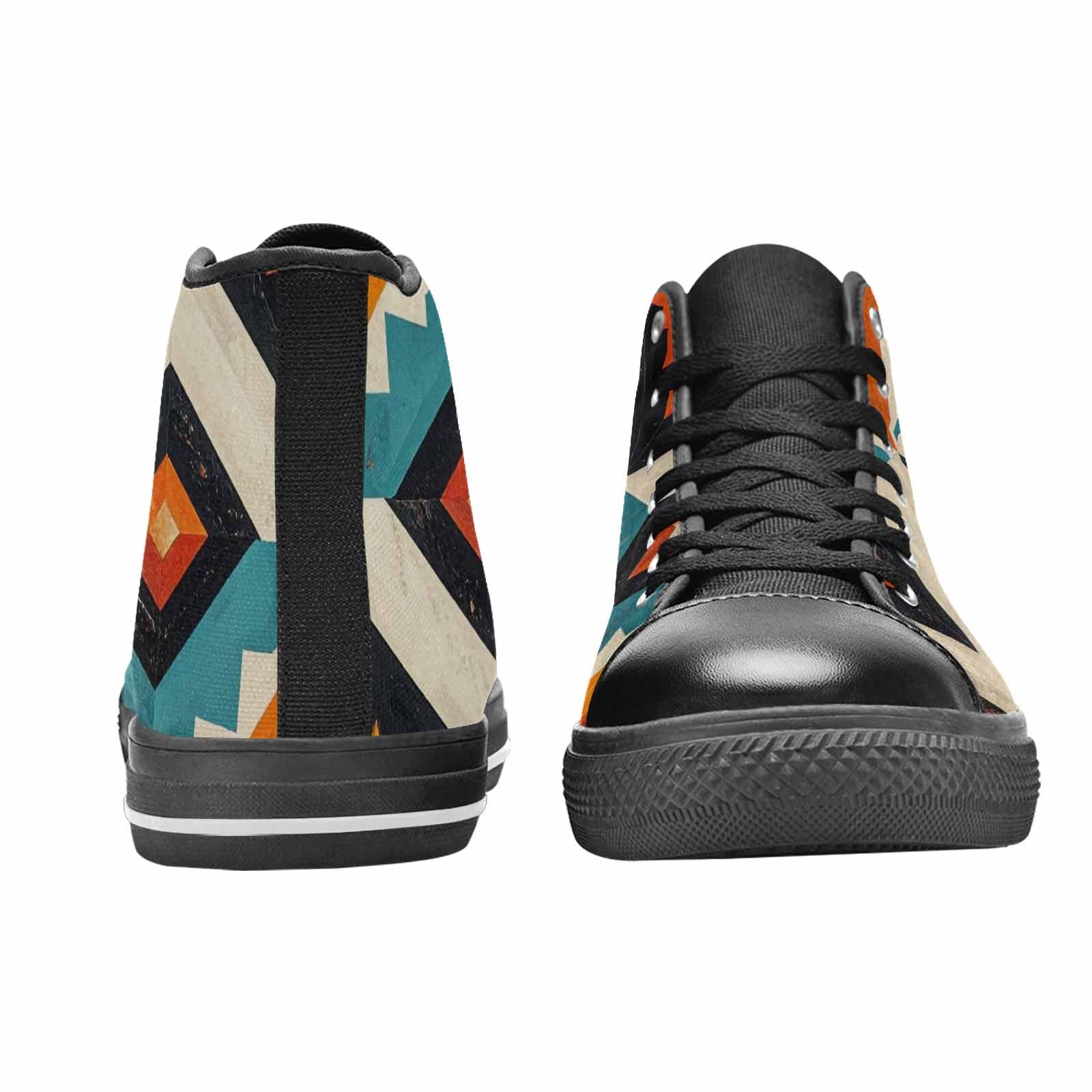 MEN'S Southwestern Geometric Diamond High Top Canvas Neon Fantasy Shoes