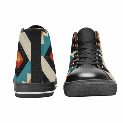 MEN'S Southwestern Geometric Diamond High Top Canvas Neon Fantasy Shoes