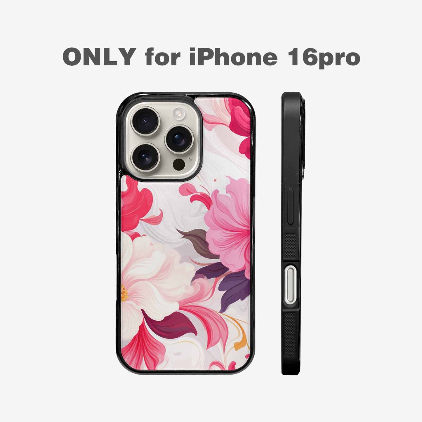 iPhone 16 Pro Case — Marble Floral Custom Personalized Phone Cover, Custom Print Case Cover