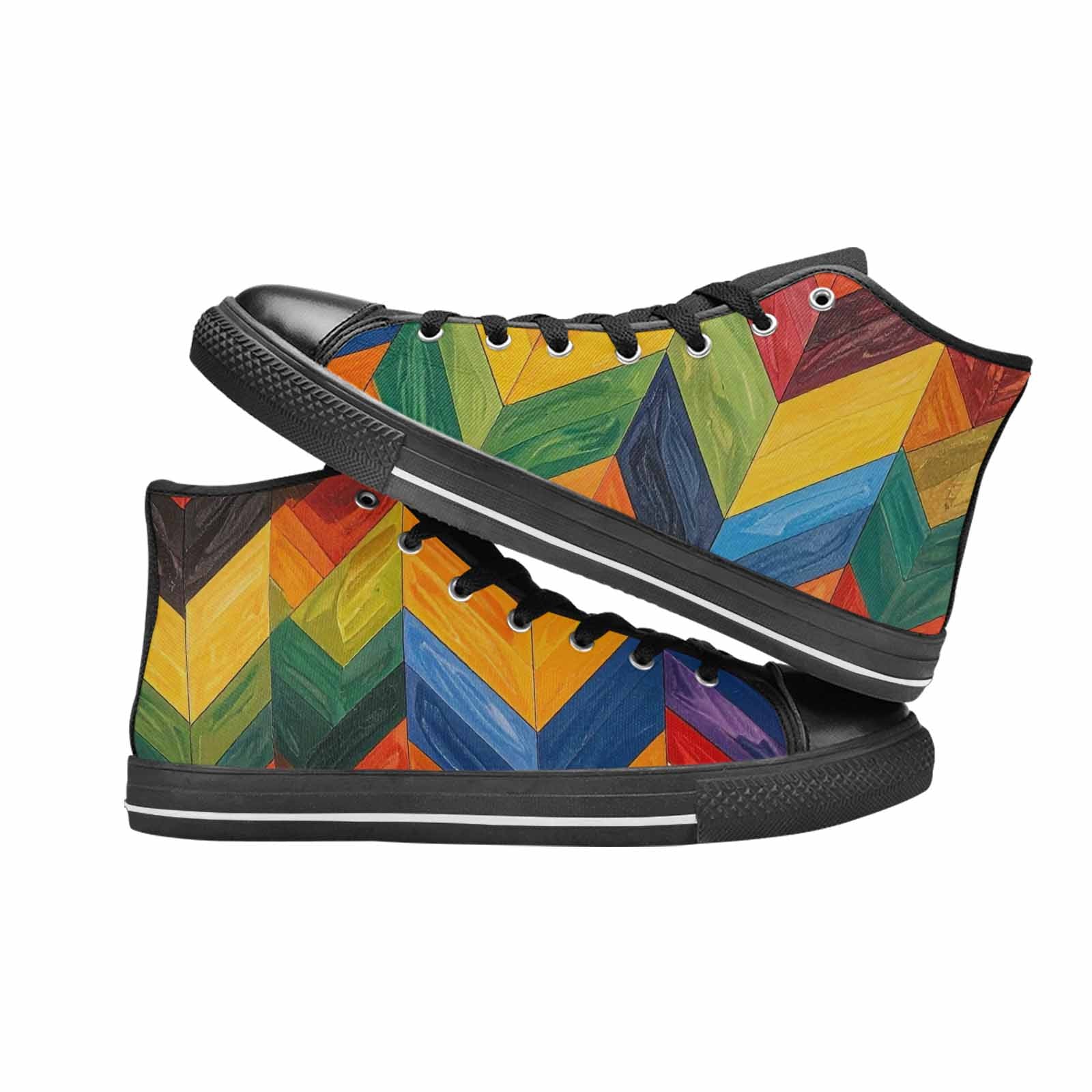 MEN'S Progress Pride Flag High Top Canvas Vivid Custom Sneakers