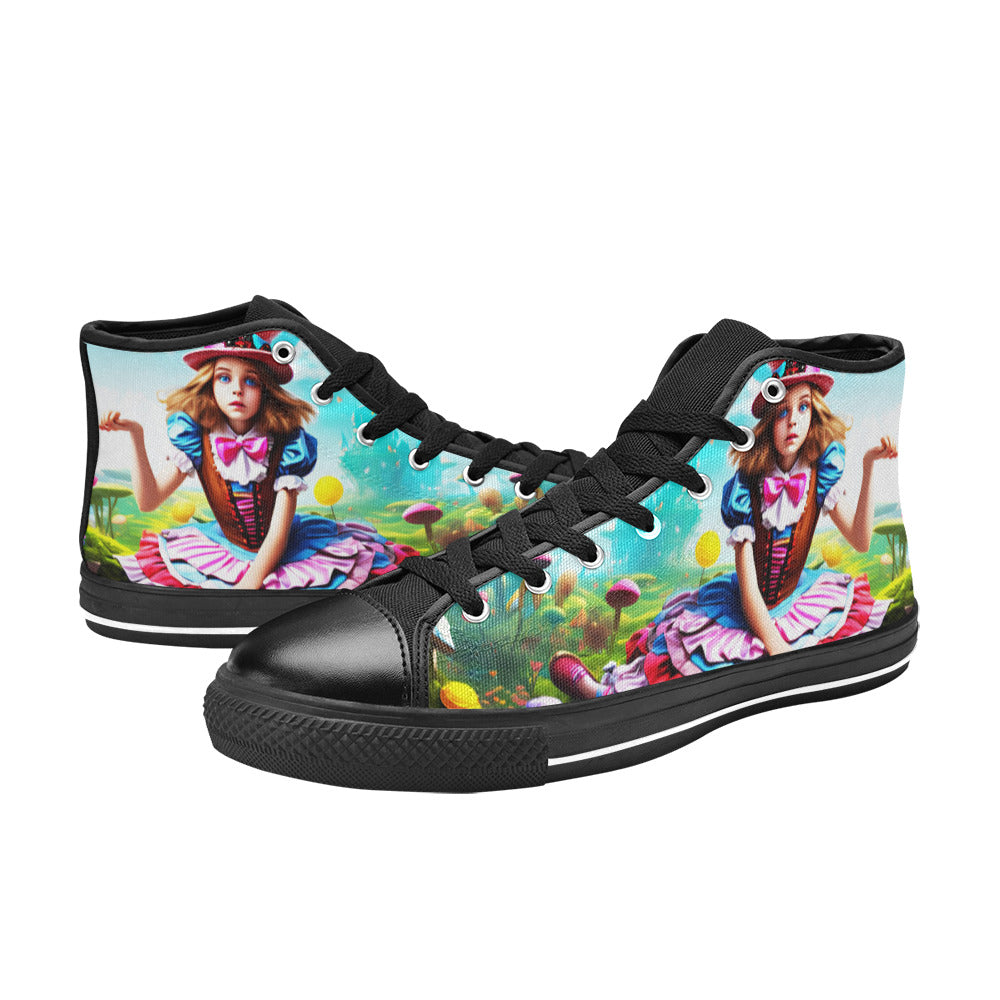 MEN'S Acid Creepy Wonderland Psychedelic High Top Canvas Dreamcore Custom Sneakers