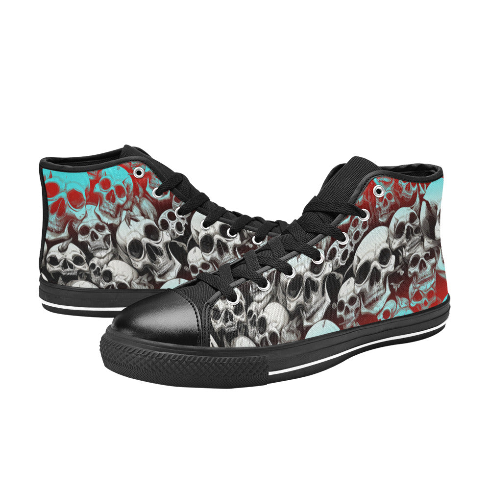 WOMEN'S Skulls Mania Colors High Top Canvas Cottagecore Custom Sneakers