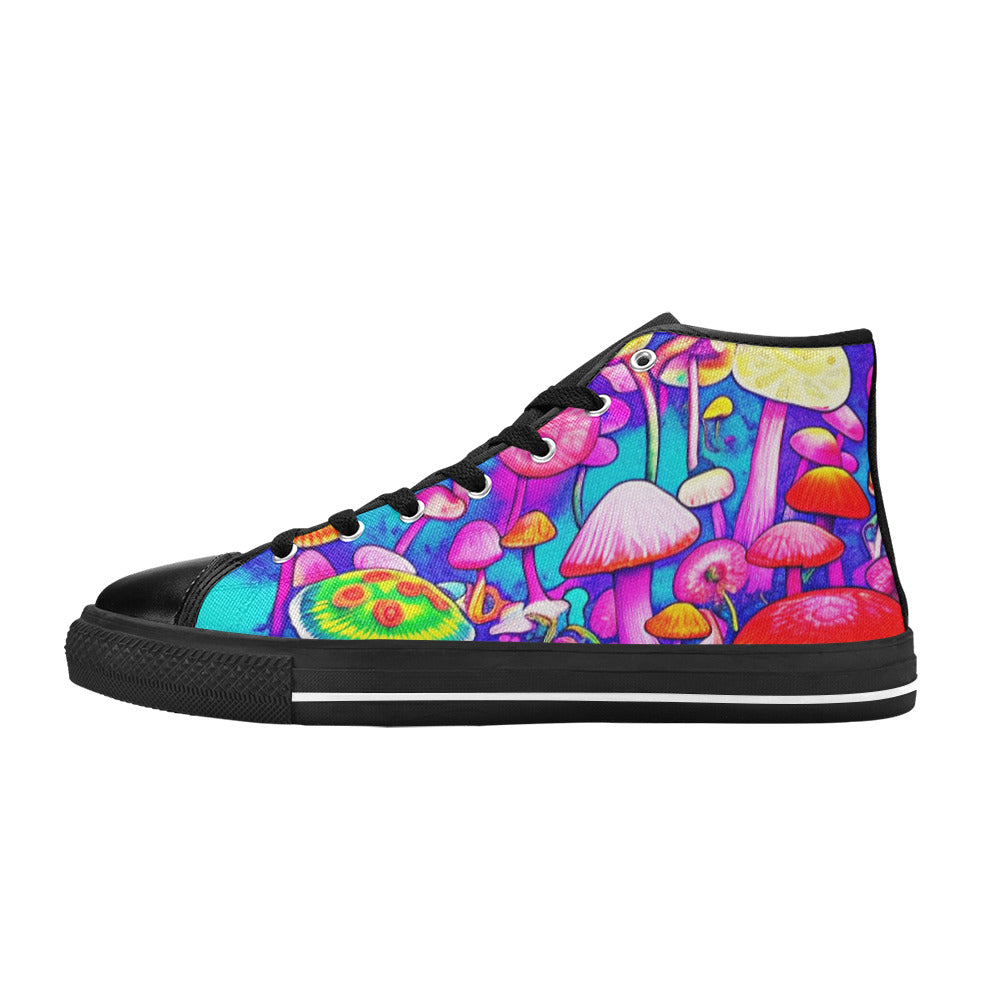 WOMEN'S Colorful Mushrooms Art Vibes High Top Canvas Wallpaper Art Custom Shoes