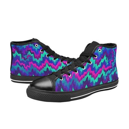 WOMEN'S Psychedelic Chevron Vortex High Top Canvas Cottagecore Shoes