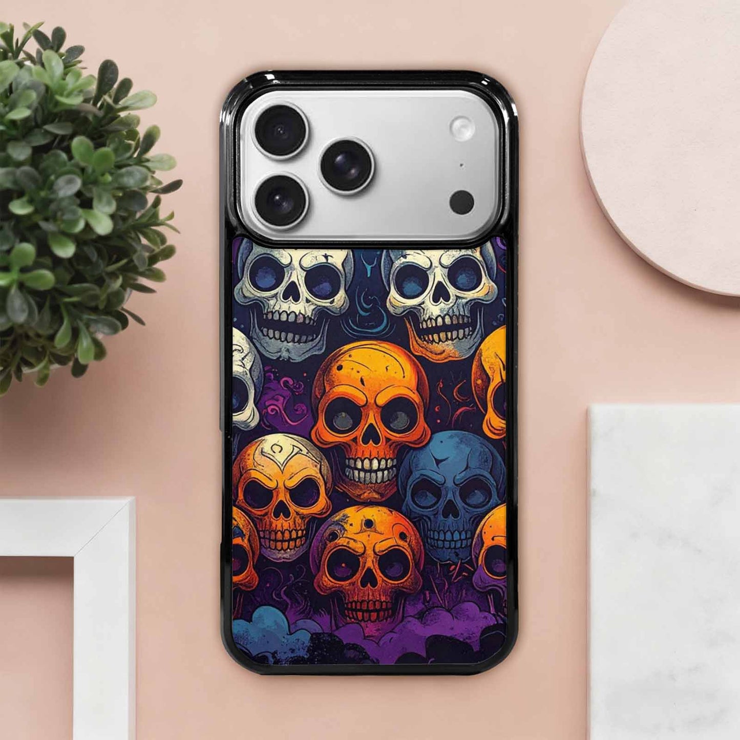 iPhone 17 Pro Max Case — Halloween Horror Repeat Lots Gothic Skulls, Original Design Phone Case
