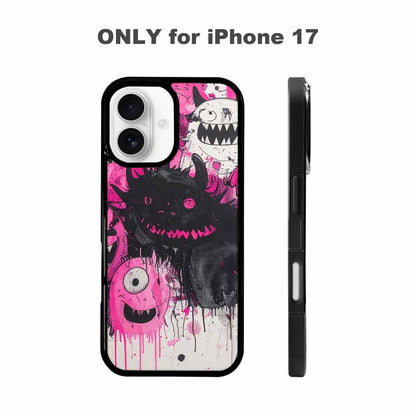 iPhone 17 Case — Black &amp; Pink Ink Cartoon Cute, Custom Phone Case