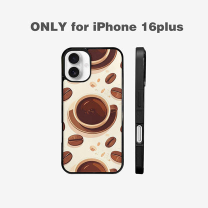 iPhone 16 Plus Case — Coffee Cup And Bean Pattern Seamless, Custom Phone Case