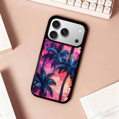 iPhone 17 Pro Case — Chrome Bling Palm Tree Original Art, Custom Art Phone Cover