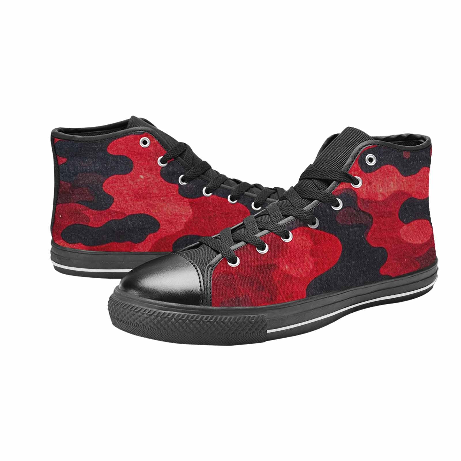 WOMEN'S Tactical Camo Red Black High Top Canvas Grunge Custom Shoes