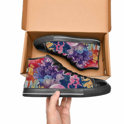 MEN'S Fish Scale Coral High Top Canvas Neon Fantasy Custom Sneakers