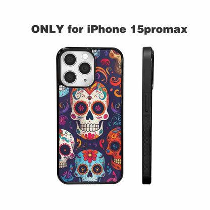 iPhone 15 Pro Max Case — Day Dead Sugar Skull Art 100s, Custom Made Phone Cover