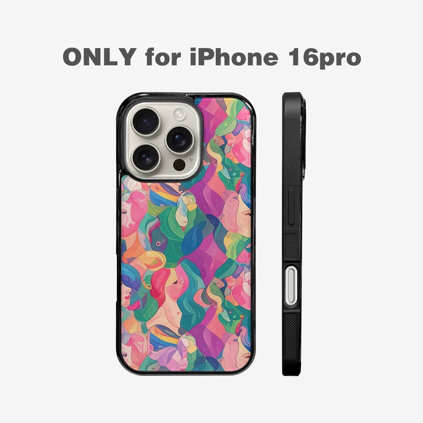 iPhone 16 Pro Case — Polysexual Flag Color Theme Small Rainbow, Custom Phone Case