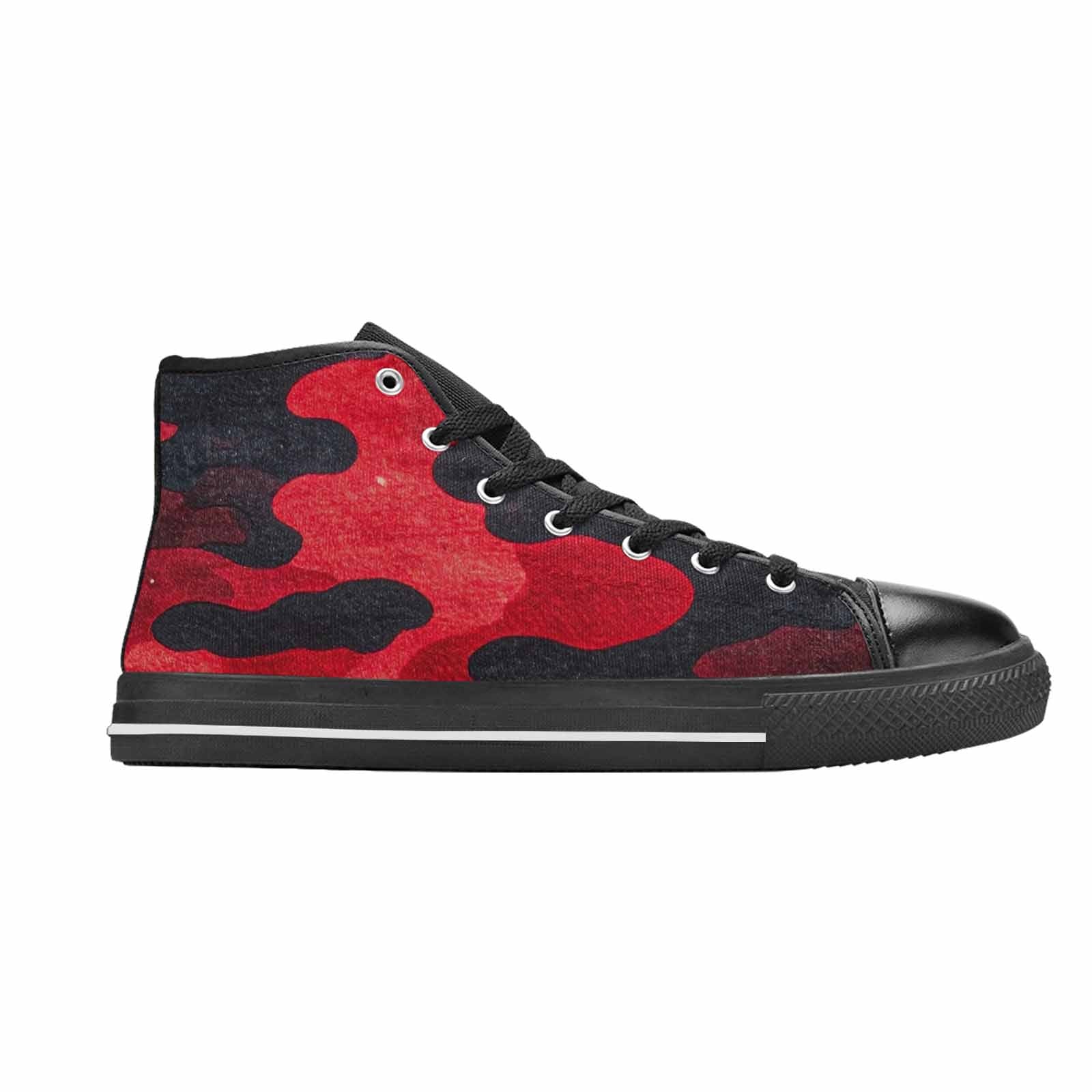 MEN'S Tactical Camo Red Black High Top Canvas Dark Academia Custom Sneakers