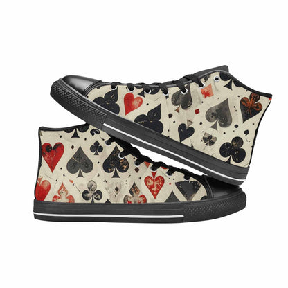 MEN'S Playing Card Suit High Top Canvas Wallpaper Art Shoes