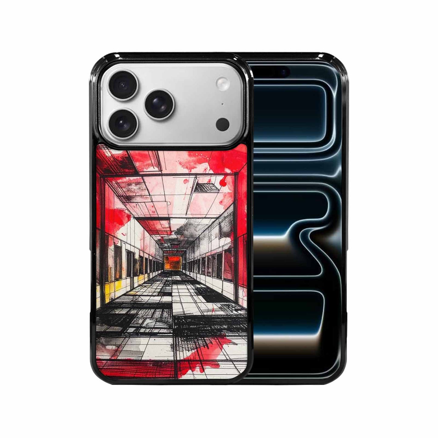 iPhone 17 Pro Max Case — Black &amp; Red Ink Galaxy Space, Original Design Phone Case