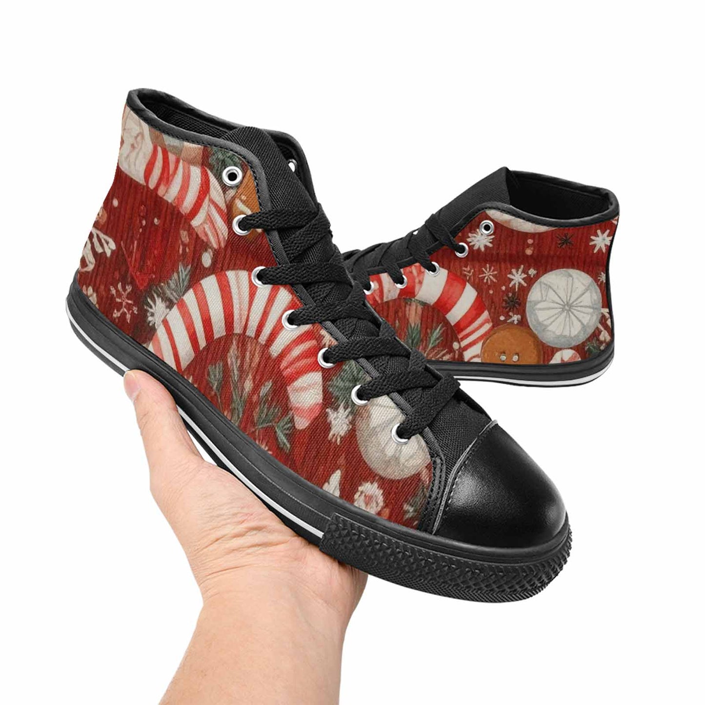 MEN'S Christmas Holly Snowflake High Top Canvas Neon Fantasy Custom Sneakers