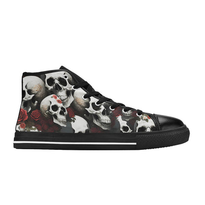 MEN'S Rose Skulls Dark 3 High Top Canvas Cottagecore Custom Sneakers