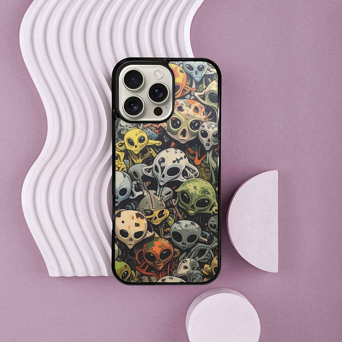 iPhone 16 Pro Max Case — Aliens Camo Aliens Pattern Hundreds Of, Custom Art Phone Cover