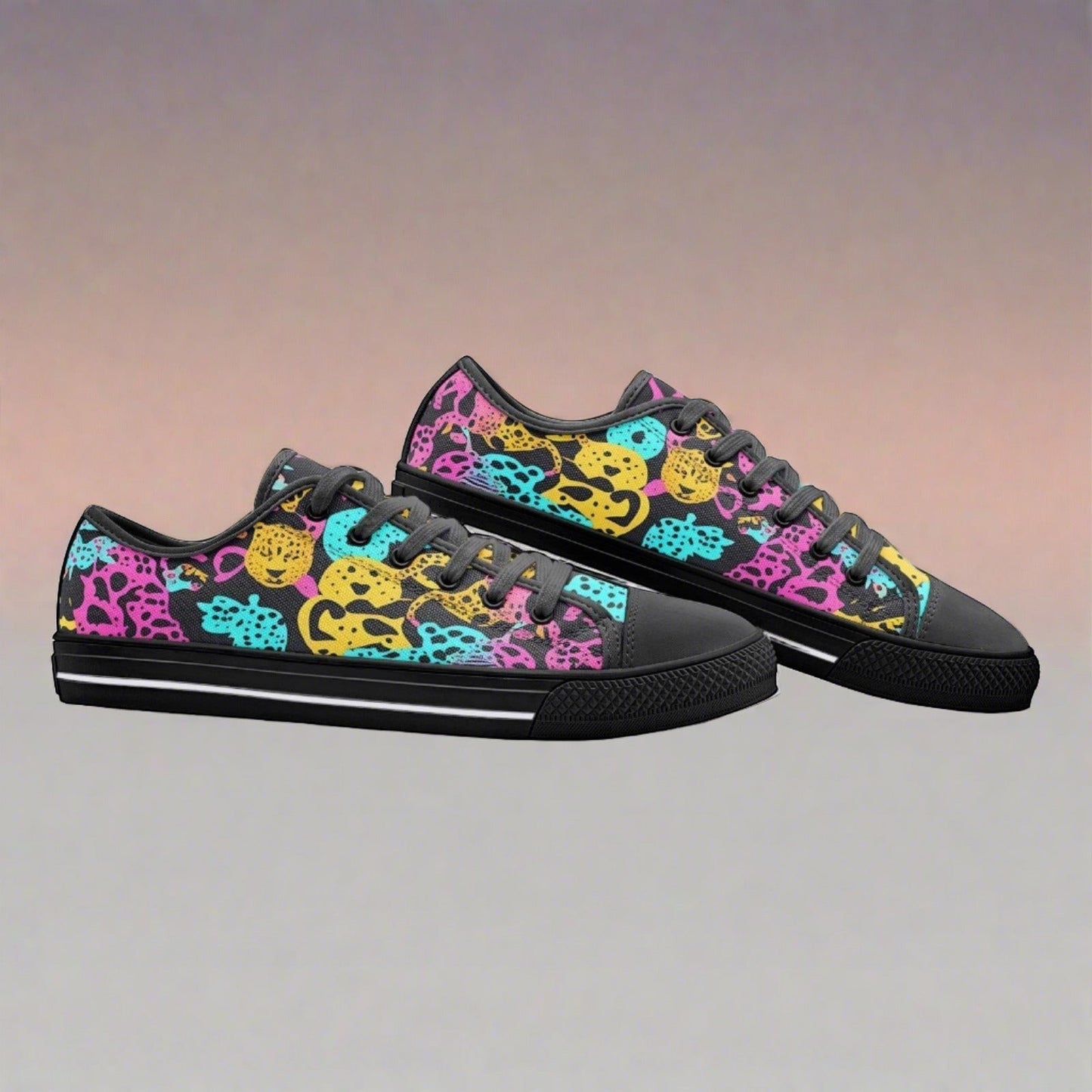 Animal Print high-top canvas shoes — one-of-a-kind custom printed art, Freaky Shoes