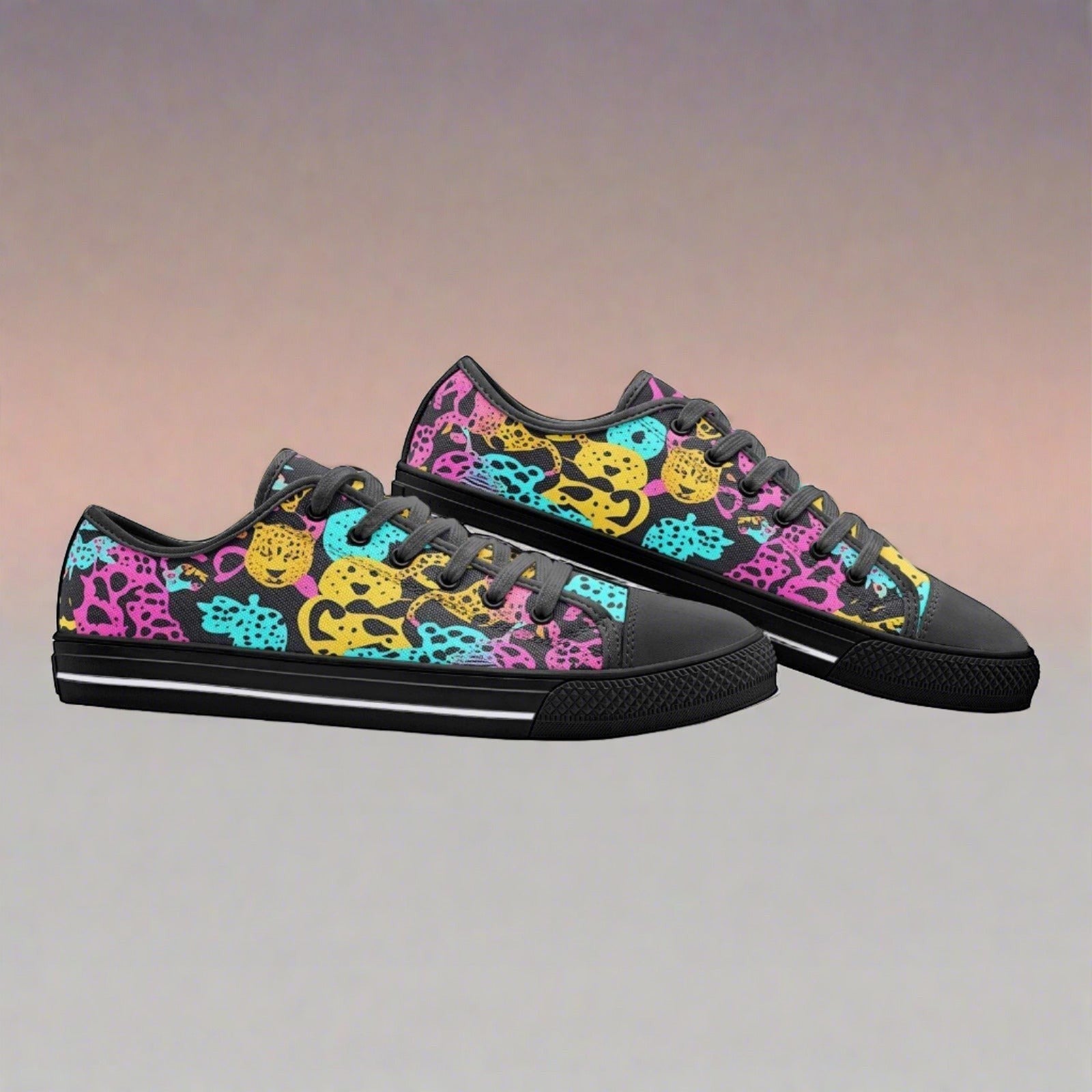 Animal Print high-top canvas shoes — one-of-a-kind custom printed art, Freaky Shoes