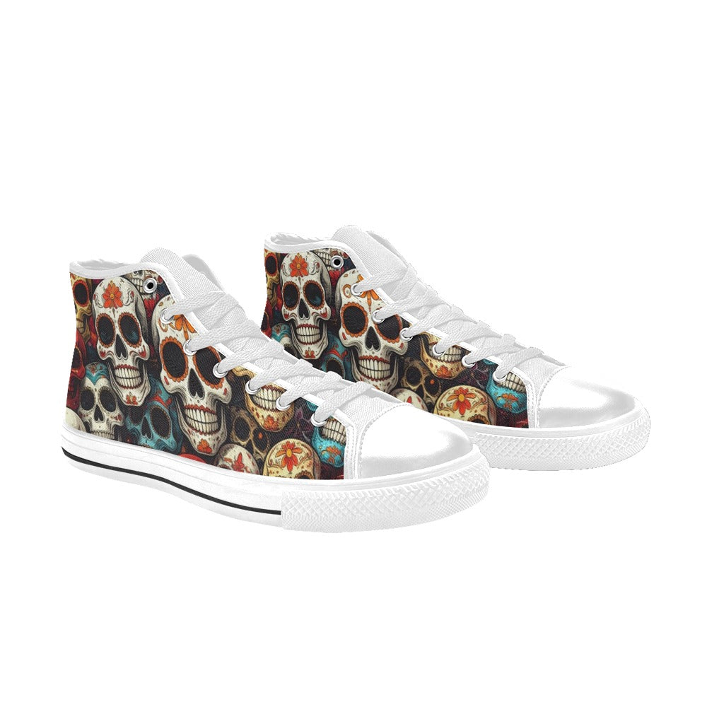 WOMEN'S Aggressive Comic Sugar Skull High Top Canvas Dreamcore Custom Shoes