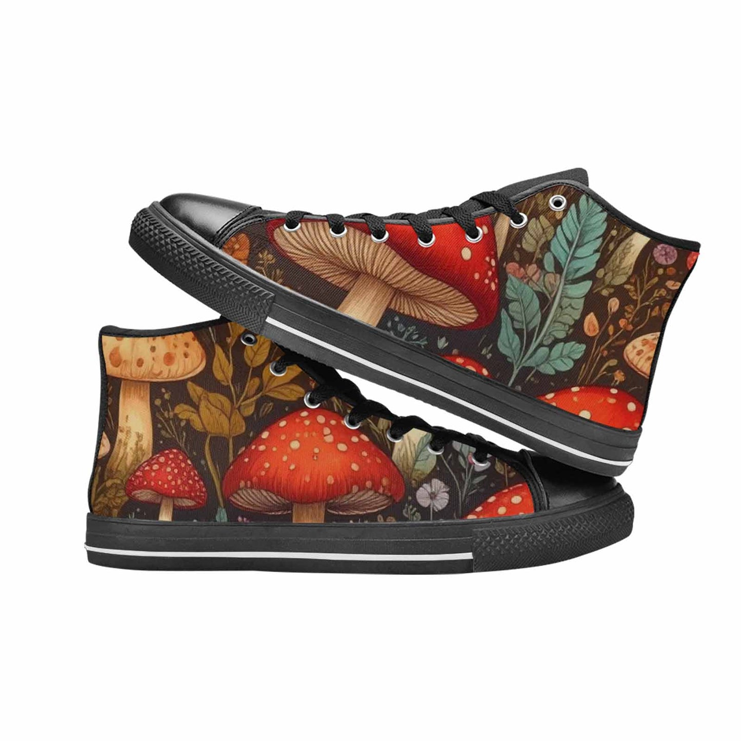 MEN'S Mushroom High Top Canvas Dark Academia Custom Sneakers