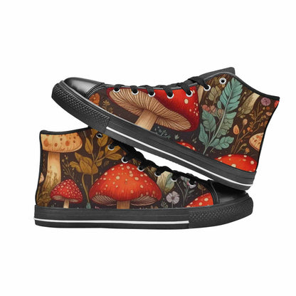 MEN'S Mushroom High Top Canvas Dark Academia Custom Sneakers