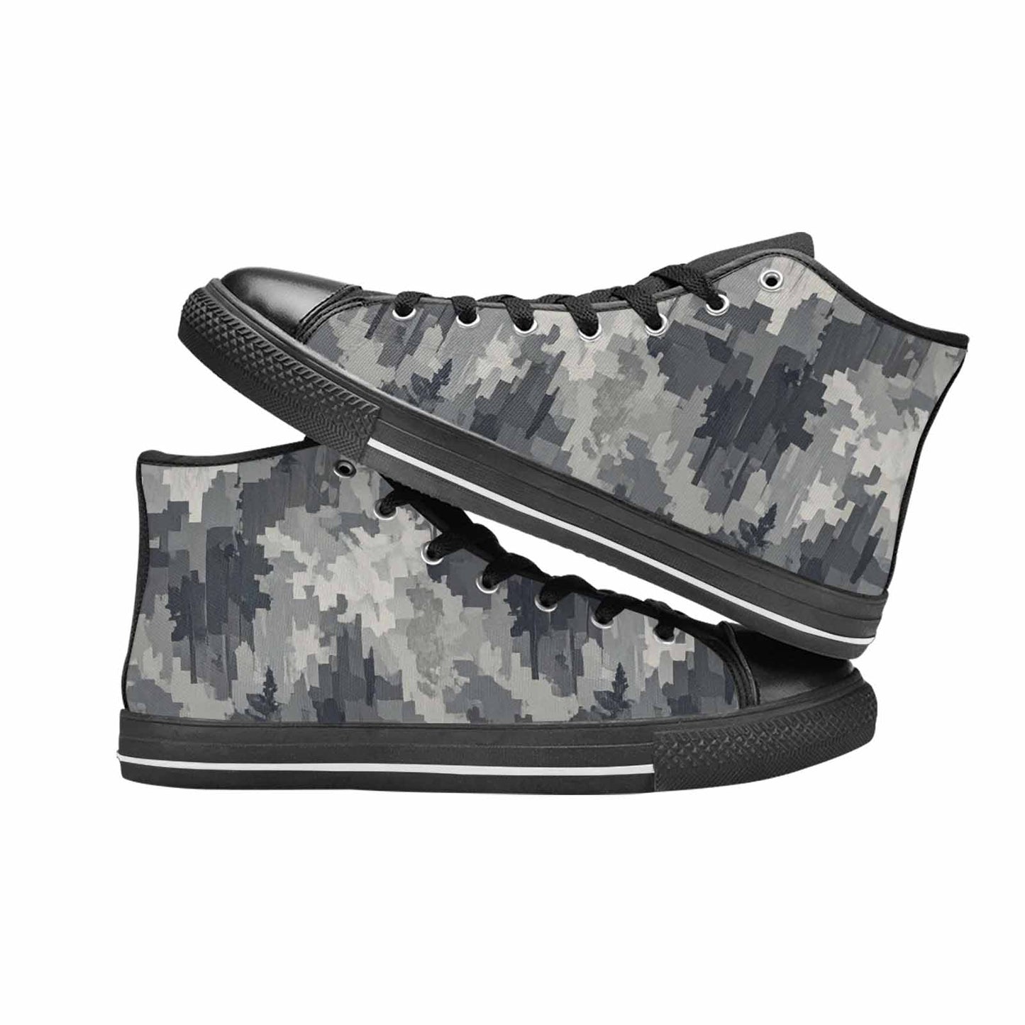 MEN'S Military Camouflage Blotch High Top Canvas Wallpaper Art Sneakers