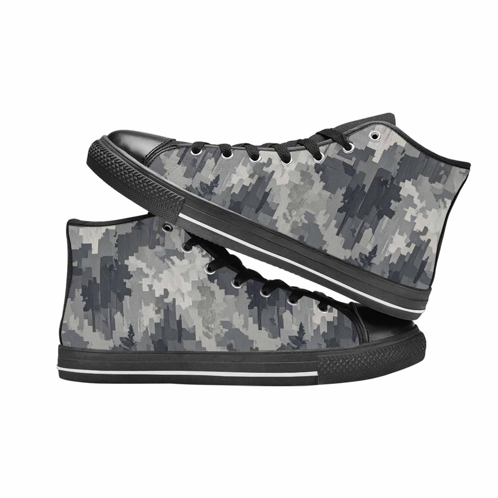 MEN'S Military Camouflage Blotch High Top Canvas Wallpaper Art Sneakers