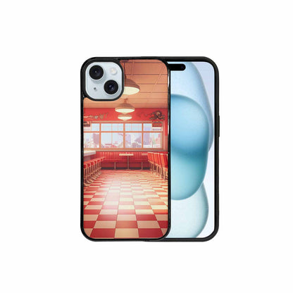 iPhone 15 Plus Case — 1950s Diner Cartoon Art Pattern, Custom Phone Case