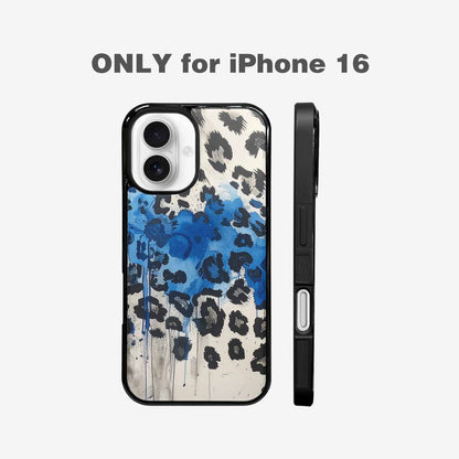 iPhone 16 Case — Animal Print Black Blue Ink Animal, Original Design Phone Case
