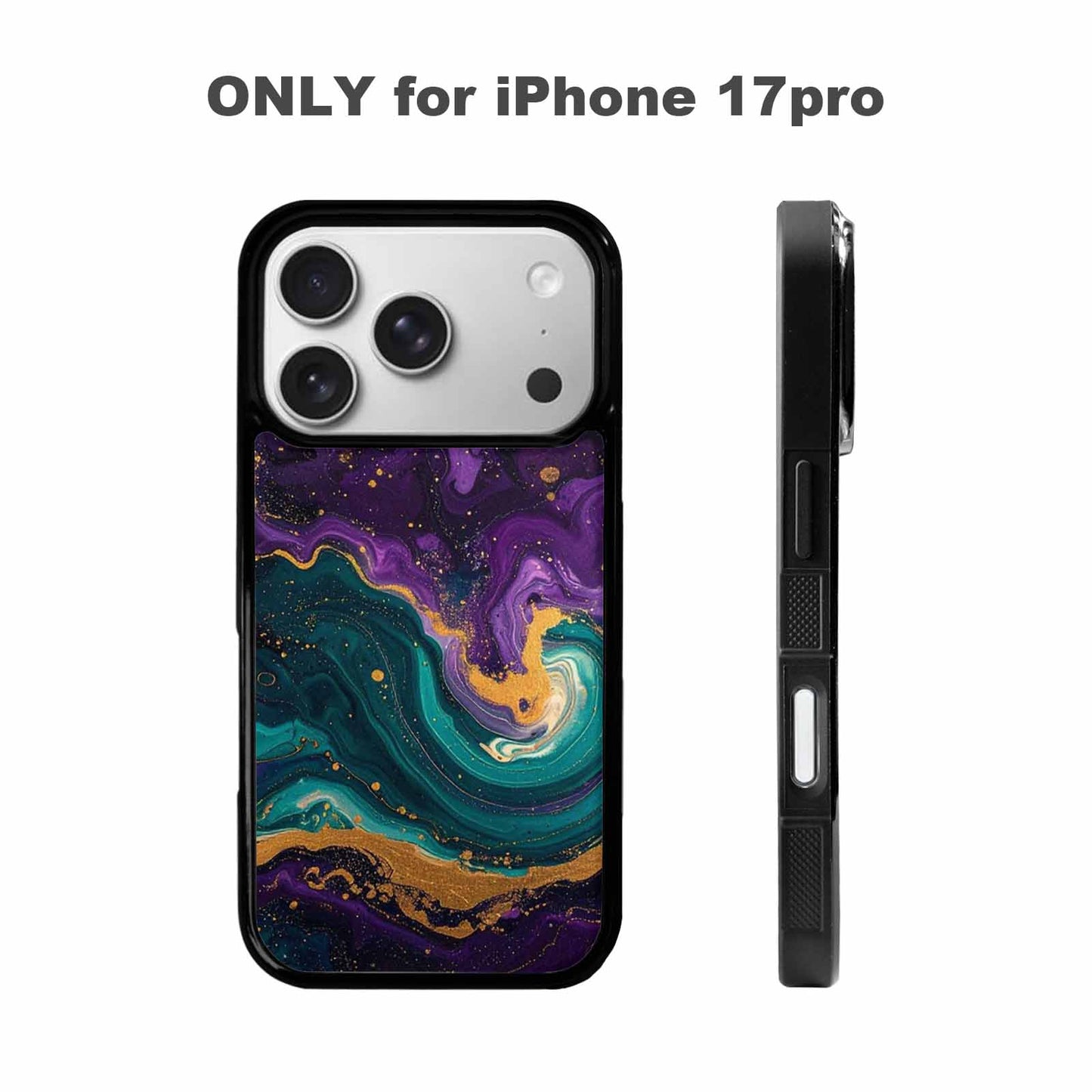 iPhone 17 Pro Case — Marbled Swirl Texture Blended With Galaxy, Customized Protective Case