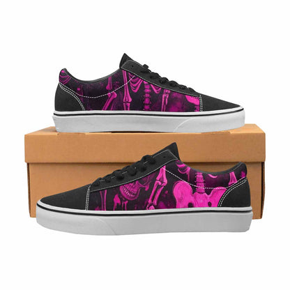 WOMEN'S Skeletons × Neon Pink Lace-Up Canvas Dark Academia Sneakers