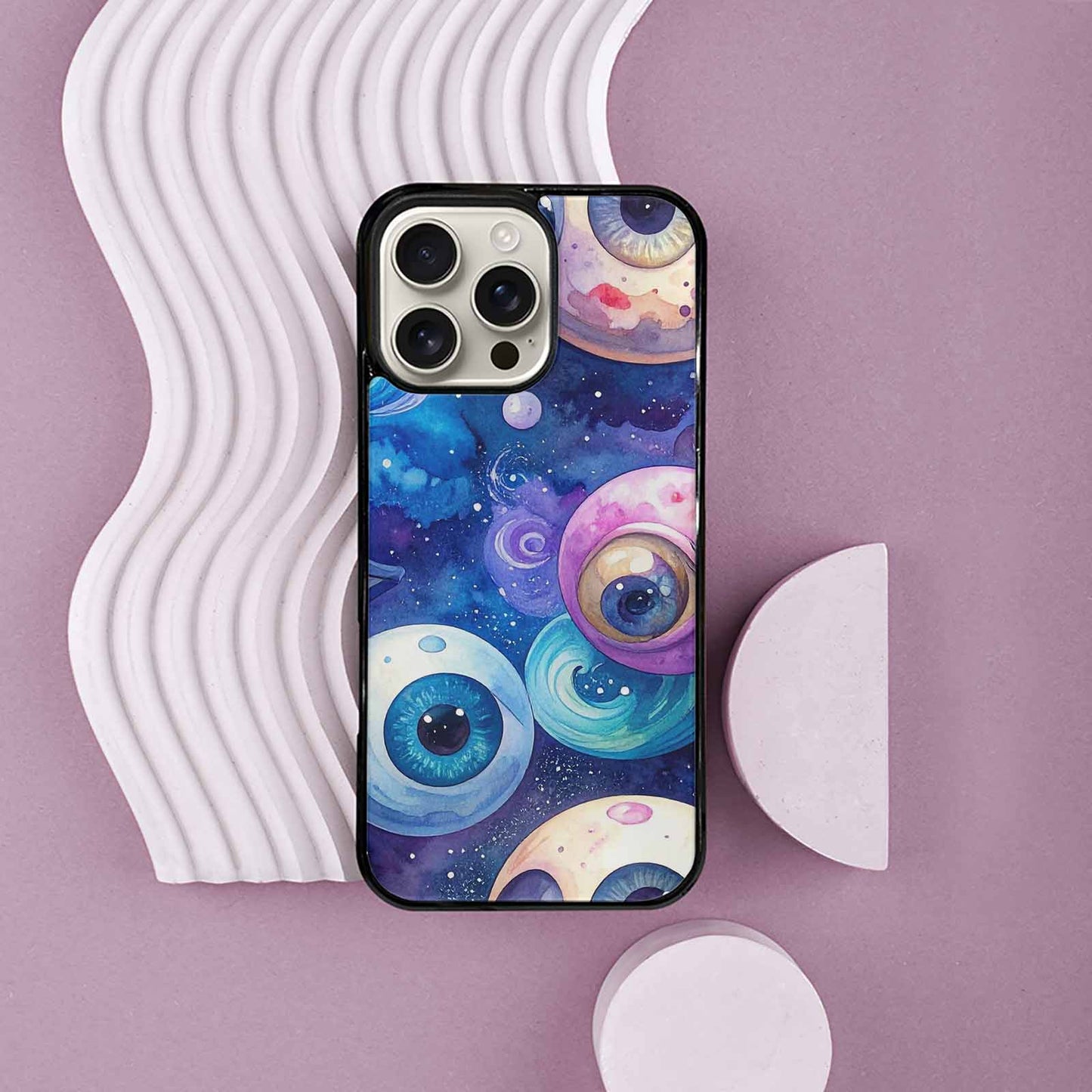 iPhone 16 Pro Max Case — Cartoon Eyeballs Galaxy, Customized Protective Case
